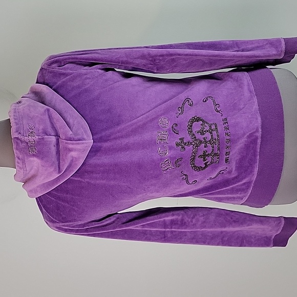 BCBGMAxazria Y2k Purple velvet hoodie jacket - Picture 11 of 11